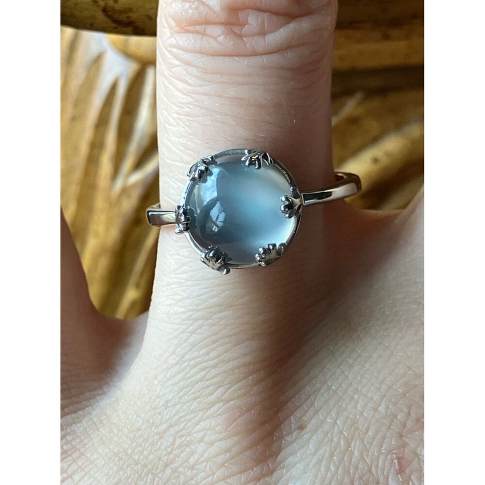 Gray Aurora Moonstone Sterling Silver Ring Size 8